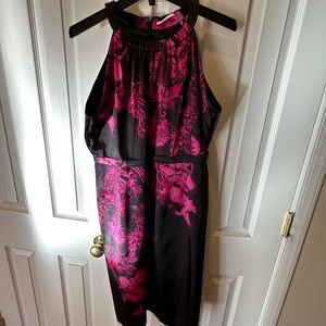 Tahari Size 12 Sleeveless Black and Pink Dress